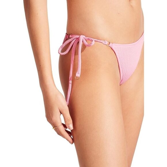 Seafolly Tie Side Brazilian Bikini Bottom Swimsuit Sea Dive Parfait Pink Size: 4 - Picture 2 of 4